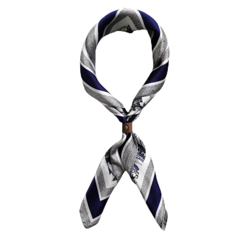 CYian Square Scarf for Men Silk Feel Neck Scarf Satin Bandana Neckerchief Lightweight Head Scarves Fashion Gifts for Men Formal Casual Business(Blue White)