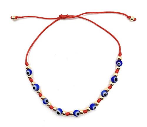 Image of Dainty Evil Eye Adjustable Unisex Bracelet Kabbalah Red String Amulet Nazar