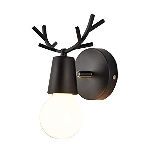 INJUICY Loft Vintage Applique Lampe Murale en Bois Rustique Rétro Métal Appliques de Type Bougeoir pour Chevet Maison Restaurants Corridor Couloir Salle à Manger Salon Chambre (C) Cover