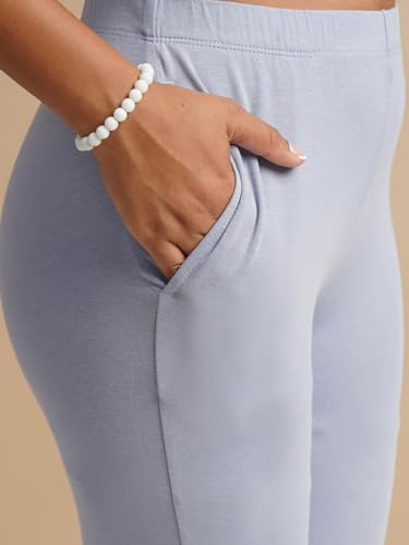 Image of ONE SKY Women Full Length Leggings | Cotton Modal Spandex Blend | High Waist Stretchable & Bio-Washed Fabric | Colour-Lock Technology | Comfortable Leggings for Women