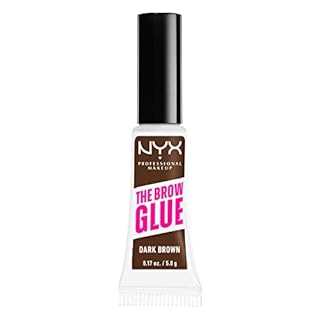 NYX PROFESSIONAL MAKEUP, The Brow Glue, Instant Brow Styler, 16H Extreme Hold, Vegan Formula - Cool Brown, 0.18oz / 5g, Dark Brown, 1.0 grams