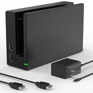 Dock Station for Nintendo Switch, Replacement 3-in-1 TV Station Set with Original IC Module, AC Charger & High-Speed HDMI Cable for 1080P HD Output & Console Charging