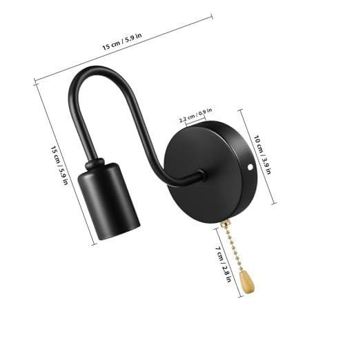 Aplique de pared vintage E26 con cadena de tracción de hierro para pasillo estilo granja 2
