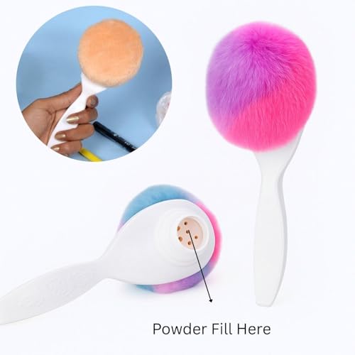 Image of Makeup Powder Puff with Handle, Velvet, Soft Sponge, for Loose and Liquid Powder, Gentle Touch, for Baby and Adults, Pack of 1