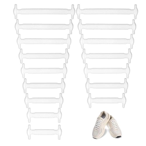 GNALIA Cordones Elásticos, 8 Pares 16 Unidades, Goma Silicona Sin Atar Blanco, Talla Única 8 Tamaños, Para Zapatillas Deportivas Zapatos Lino Botas Niños Adultos