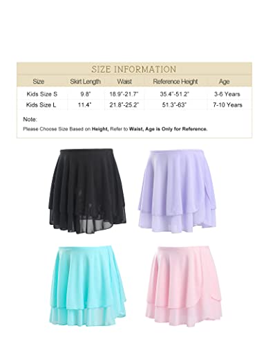 Daydance Light Purple Girls Ballet Skirts Elastic Waist Circular Dance Skirts For Leotards, 2 Layers Mesh #TOP4