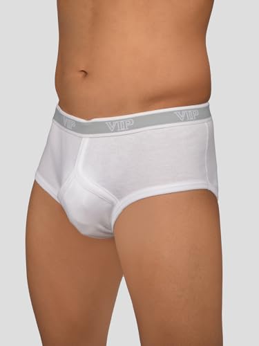 Image of VIP Signor Men's Super Combed Cotton Rib Solid White Briefs with Ultra Soft Waistband