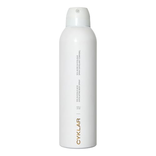 Cyklar Glycolic Acid Exfoliating Body Spray 10% AHA Toner for Face & Body. Skin-Smoothing Spray with Peptides & Enzymes Fragrance-Free 6 fl oz