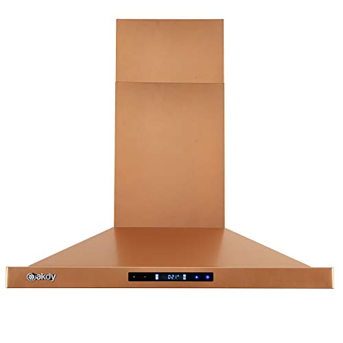 Akdy 30 In. 343 Cfm Convertible Wall Mount Copper Stainless Steel Kitchen Range Hood With Touch Panel #TOP4