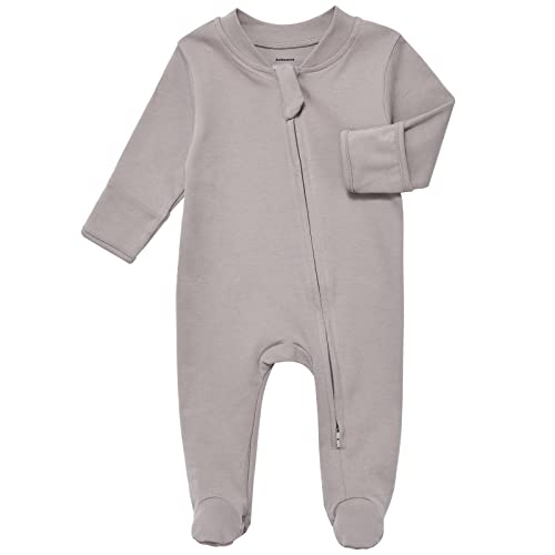 Image of Aablexema Baby Pajamas Organic Cotton Zipper Outfit Newborn Infant One-Piece Footies with Mitten Cuffs