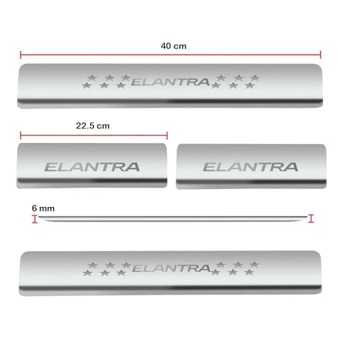 Image of Atteen Smart Door Sill /Foot Step Stainless Steel Plates Compatible with Hyundai Elantra 2012-2014 (Set of 4 Pcs)