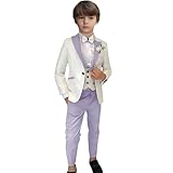 Contenu : les costumes 3 pièces pour garçons comprennent un blazer ajusté, un gilet à double boutonnage et un pantalon. Notez qu'un nœud papillon aléatoire sera un cadeau surprise pour vous.