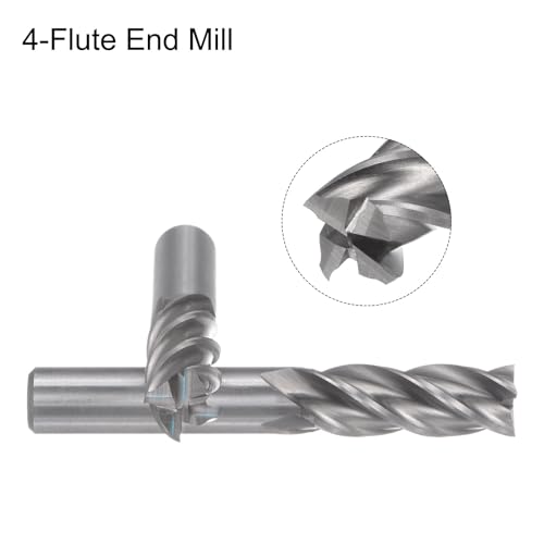 Image of uxcell Carbide End Mills Sets 4-Flute 2mm 3mm 4mm 5mm 6mm 7mm 8mm 9mm 10mm 12mm High-Speed Steel CNC Milling Cutter Bits Tool for Aluminum Steel Cutting Metalworking