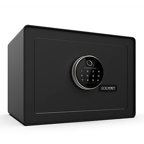 Goldenkey Digital Security Safe And Lock Box,Small Safe Box For Money, Fingerprint Lock,Perfect For Home Office Hotel Business Jewelry Gun Use Storage,0.5 Cubic Feet,Black #TOP6