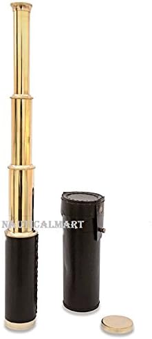 Brass Nautical Spyglass Telescope with Leather Case