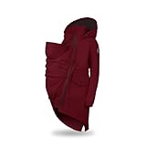  fun2bemum 5in1 PARKA Softshell Mantel,Coat,Umstandsjacke, FRONT/BACK Baby Tragejacke, Multifunktion BURGUNDY (XXL)