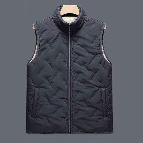 Cambkatl Men's Sherpa Lined Stand Collar Quilted Vest Coats Sleeveless Warm Winter Padded Outdoor Casual Fleece Zipper Jacket2