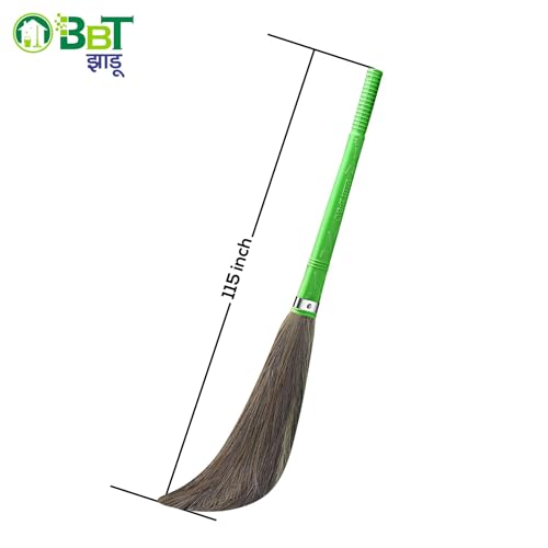 Image of BBT Phool Jhadu | Natural Grass Broom Stick for Home Cleaning | Eco-Friendly Long Handle Jhadu | Anti Dust, Lightweight & Durable Pack of- (1, XXL)