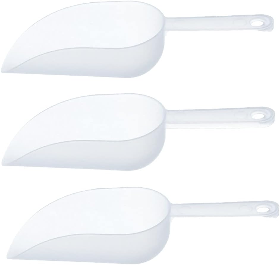 3Pcs Plastic Ice Scoop Multifunctional Frosted Ice Measuring Shovel Flour Scoop for Popcorn Canisters Cereal Popcorn Powders Dry Foods Candy