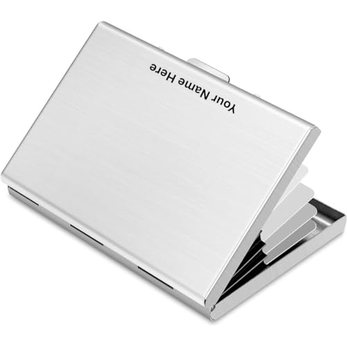Image of FELSTAR Customized /Personalized Name Engraved RFID Blocking Metal Smart Credit /Debit ATM Card Holder Wallet 6 Slot Holds 10-12 Cards for Men and Women Gift (Silver Customised)