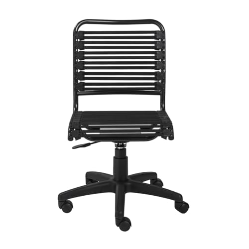 Black Flat Bungie Cords Low Back Office Chair with Graphite Black Frame & Base 18.12 x 24 x 37.21 in.