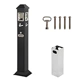 Nisorpa Cubo de basura vertical de acero inoxidable de 1, cubo de basura de metal (negro)