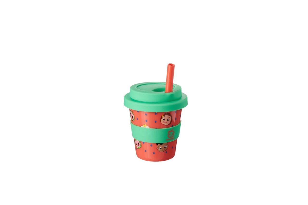 CoComelon Babyccino Travel Cup for Kids – 100ml Reusable Cold Drink Cup, BPA-Free, Spill-Resistant with Lid, Lightweight & Portable – Official Licensed CoComelon Children’s Cup