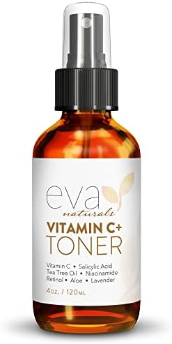 Eva Naturals Vitamin C Facial Toner - Hydrating, Pore Minimizer Face Toner for Men and Women with Witch Hazel & Rose Water, Nourishes Skin Through Hydration - 4 Oz