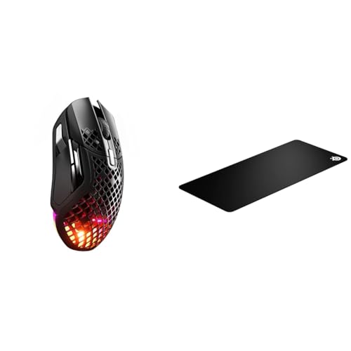 SteelSeries Aerox 5 Wireless - Souris Gaming perforée RGB - Design Ultra-léger et étanche & QcK XXL - Tapis de Souris de Jeu - Tissu - Base en Caoutchouc -...