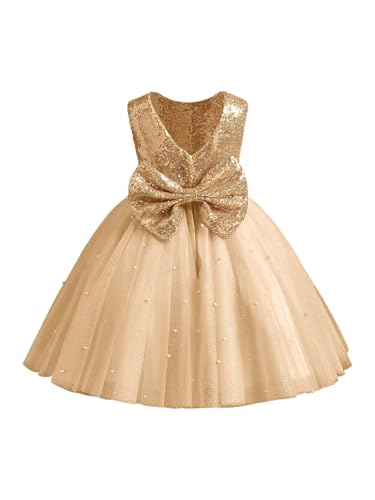 Sparkle Sequin Tulle Flower Girl Dress for Wedding Kids Princess Pageant Dress Pearls Bow Prom Ball Gowns Tutu Dress2
