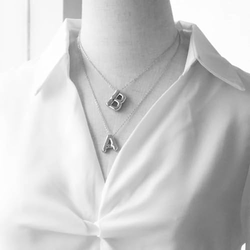 925 Sterling Silver Bubble Letter Necklace For Women And Men - Bubble Letter Initial Necklace J Necklace M Necklace Bubble Necklace Balloon Alphabet Jewelry Charm Pendant For Mens And Women3