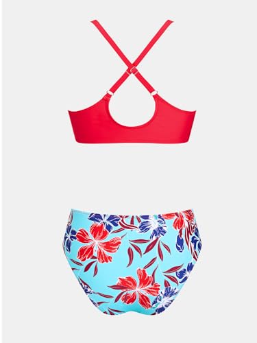 Image of CUPSHE Women's Two Piece Bikini Set Floral Print Knot Bunny Tie