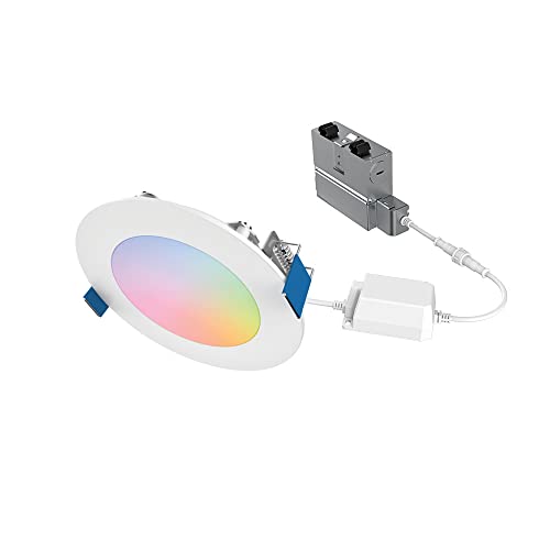 HALO 4” Smart Wi-Fi Slim Canless Recessed LED Downlight Powered by WiZ Pro, Dimmable Full Color with Smart Home Integration - HLB4069WZRGBWMWR by HALO - Used condition - US$32.01