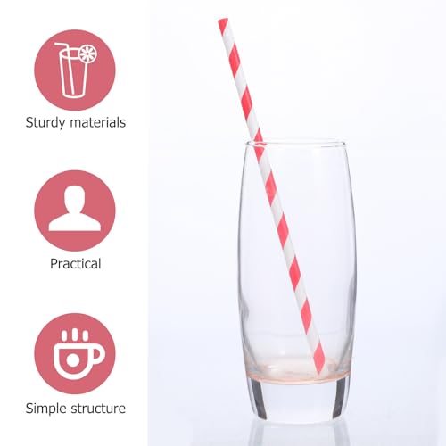 Beaupretty 100 pitillos de papel rayados rojos para fiestas miniatura 3