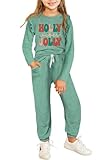 blibean Girls Fall Clothes Sets Girl Fashion Sweatsuit Outfits Tween Kids School Lounge Sweat Suits Shirts Tops Teen Jogger Matching Clothing Ropa Niña Size 4-5 Years Old Christmas Green
