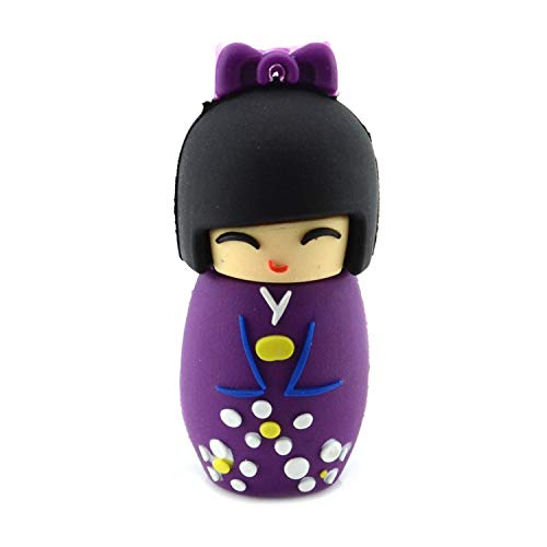 AreTop 32Go Clé USB 2.0 Fantaisie Flash Drive Mémoire U Disque en Forme de Poupée Japonaise Porte Clé (32GO, Violet)