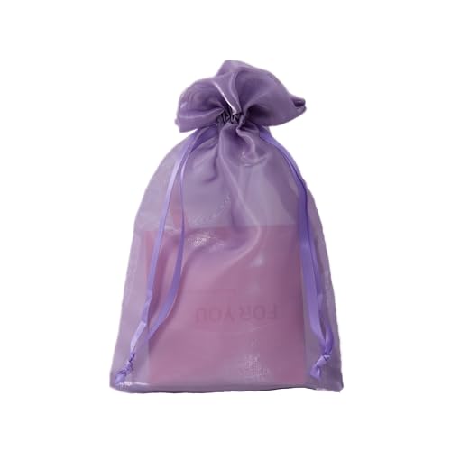 Image of QIANF 20 Pcs Purple Organza Bags 6X9 inch for Wedding Favors with Drawstring, Large Mesh Gift Bags Jewelry Pouch for Candy Bridal Shower Party Favor Baby Shower Christmas