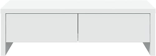 Miniatura 4 de vidaXL Soporte para monitor con cajones Blanco 19.7x10.6x5.9 Madera de ingeniería
