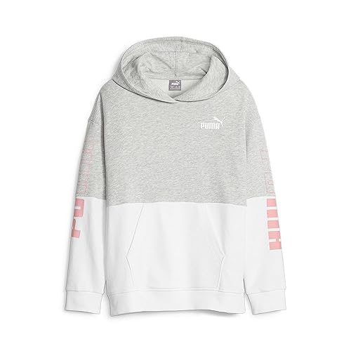 PUMA Mädchen Power Colorblock Hoodie FL G Sweat, Grau-Light Gray Heather, 128