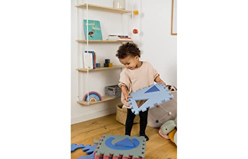 Kindsgut Spielmatte für den Boden aus Puzzleteilen, Perfekt zum Krabbeln, Toben und Spielen, Zahlen Lernen, schöne Motive und dezente Farben, Bodenmatte, Aron