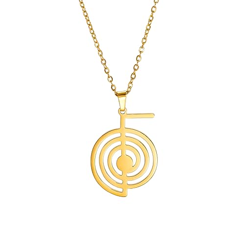 Dreamtimes Cho Ku Rei Reiki Halskette Schutz Heilung Symbol Yoga Halskette für Frauen Sacred Geometry Edelstahl Tropfen Heilung Energie Yoga Power Anhänger Halskette (Gold) Dreamtimes Cho Ku Rei Reiki Halskette Schutz Heilung Symbol Yoga Halskette für Frauen Sacred Geometry Edelstahl Tropfen Heilung Energie Yoga Power Anhänger Halskette (Gold)