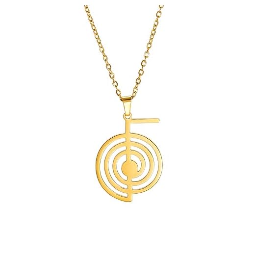 Dreamtimes Cho Ku Rei Reiki Collar Protección Símbolo Curativo Yoga Collar Para Mujeres Geometría Sagrada Acero Inoxidable Gota Energía Curativa Yoga Poder Colgante Collar Geometría Amuleto (oro)
