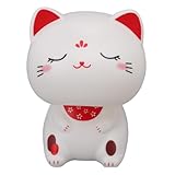 Jwthee Solar Powered Lucky Cat Ornament, Nodding Dashboard Figurine Cute Good Luck Maneki Neko Cat Figurine Fortune Fengshui Home Decor, Cat Bobbleheads for Car Dashboard