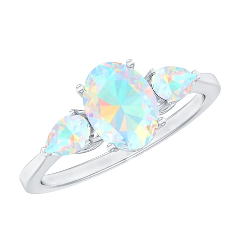 Natural Ethiopian Opal 3 Stone Engagement Ring, Aaa Quality, Certified Opal Past Present Future Ring - Ready To Gift