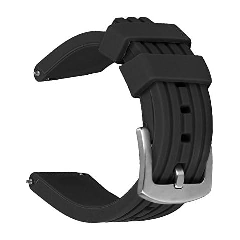 Weimob Silikon Uhrenarmband Silikonarmband Uhrband 24mm Silikon Smartes Uhrenarmband Taucherarmband Schwarz Schnell-Montierbar Ersatzuhrband Sportlich Uhrenarmbänder 20mm 22mm 24mm Cover
