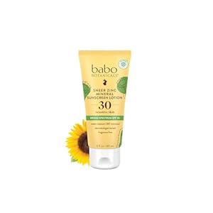 Babo Botanicals Sheer Zinc Mineral Sunscreen Lotion SPF30 – Natural Zinc Oxide – Shea Butter – Face & Body – Water Resistant – Fragrance-Free – EWG Verified – Vegan – For all ages – 1 or 2 Pack