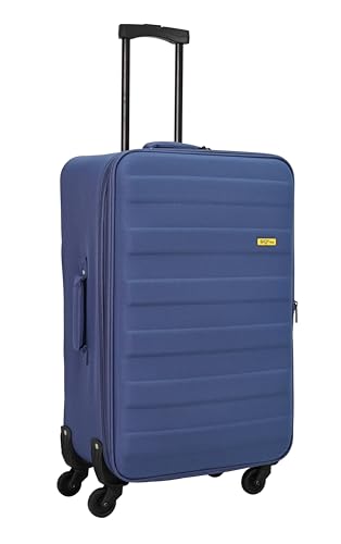 SIGN Stoffkoffer Reisekoffer Trolley (Handgepäck-Mittel-Groß-Set) + 5cm Dehnungsfuge (Blau, Mittlerer Koffer (70cm))