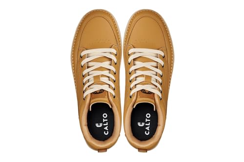 Image of CALTO Men's Invisible Height Increasing Elevator Shoes - Casual Low-top Leatherette Sneakers - 2.4 Inches Taller