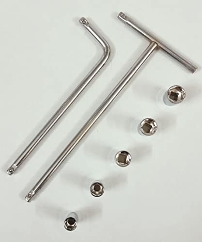 Image of 1 /4 inch Square T - Handle with 8, 9, 10, 11, 12 Sockets and 1 /4 inch L- Handle Combination Set, Hardened Chrome Vanadium Steel, Anti-Slip & Anti-Corrosion properties (Combo 2)