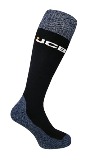 JCB - Mens Black Technical Welly Socks | 1 Pair | U.K. Size 6-11 | Mens Welly Boot Socks Reinforced Heels and Toes